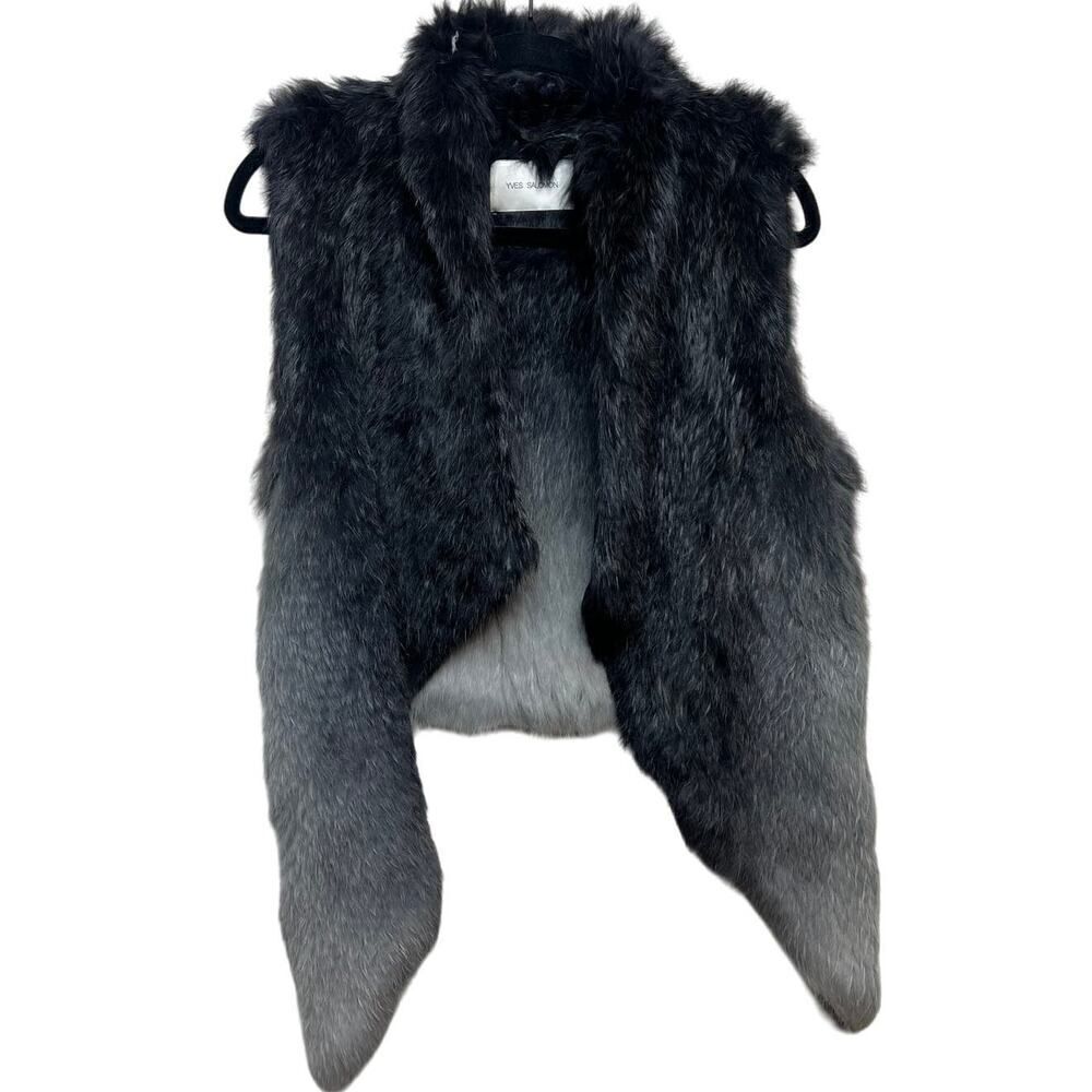 Yves Salomon Grey Black Ombre Rabbit Fur Vest Sz. 36 (US 4)